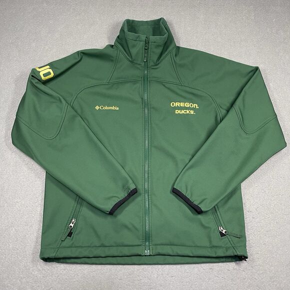 Oregon Ducks Jacket Mens Medium Green Columbia Sports Softshell Embroidered NCAA - Picture 1 of 12